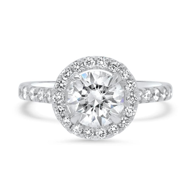 Adele Round Brilliant Cut Halo Engagement Ring Platinum | Noah James Jewellery.