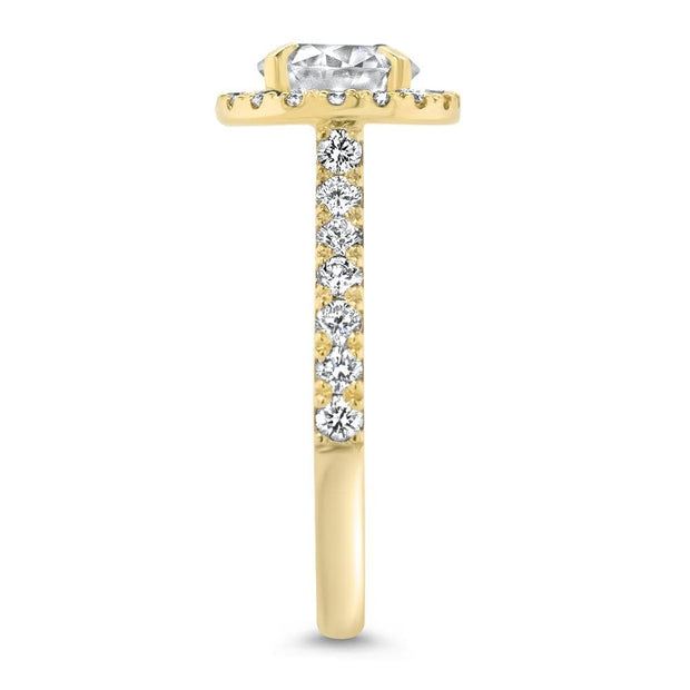 Adele Round Brilliant Cut Halo Engagement Ring Yellow Gold | Noah James Jewellery.
