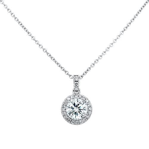 Adele Round Brilliant Cut Halo Pendant | Noah James Jewellery.
