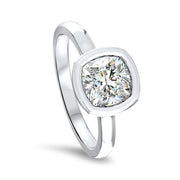 Alyssa Cushion Cut Rubover Solitaire Engagement Ring Platinum | Noah James Jewellery.