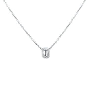 Alyssa Emerald Cut Rubover Pendant White Gold | Noah James Jewellery.