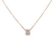 Alyssa Emerald Cut Rubover Pendant Yellow Gold | Noah James Jewellery.