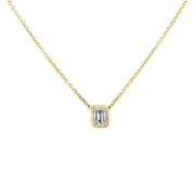 Alyssa Emerald Cut Rubover Pendant Yellow Gold | Noah James Jewellery.