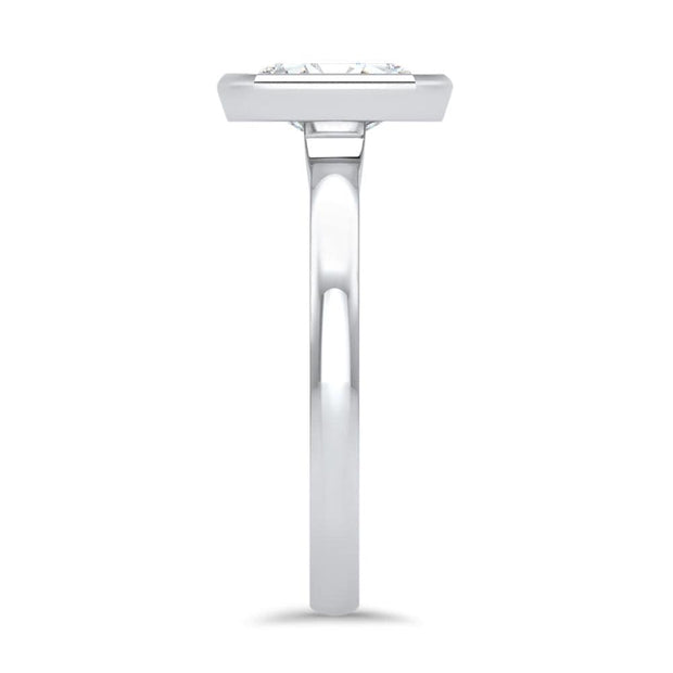 Alyssa Emerald Cut Rubover Solitaire Engagement Ring Platinum | Noah James Jewellery.