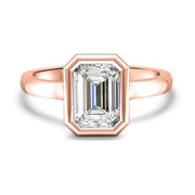 Alyssa Emerald Cut Rubover Solitaire Engagement Ring Platinum | Noah James Jewellery.