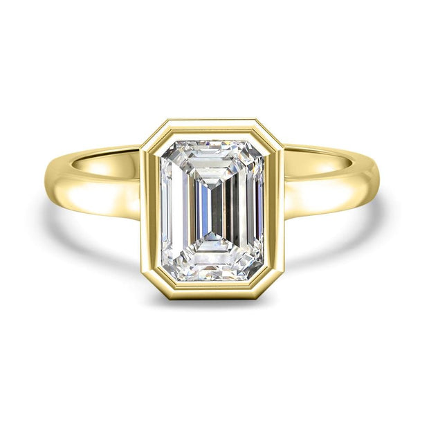 Alyssa Emerald Cut Rubover Solitaire Engagement Ring Platinum | Noah James Jewellery.