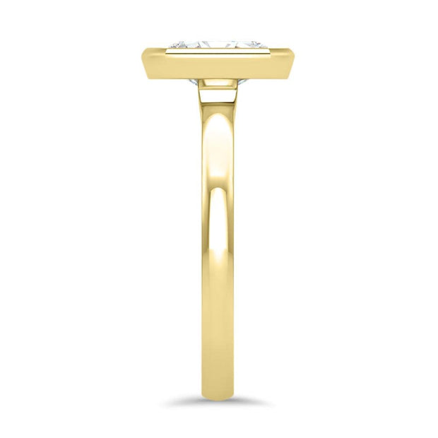 Alyssa Emerald Cut Rubover Solitaire Engagement Ring Yellow Gold | Noah James Jewellery.