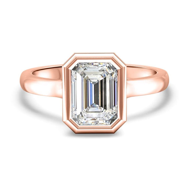 Alyssa Emerald Cut Rubover Solitaire Engagement Ring Yellow Gold | Noah James Jewellery.