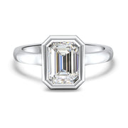 Alyssa Emerald Cut Rubover Solitaire Engagement Ring Yellow Gold | Noah James Jewellery.
