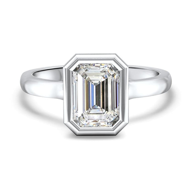 Alyssa Emerald Cut Rubover Solitaire Engagement Ring Yellow Gold | Noah James Jewellery.