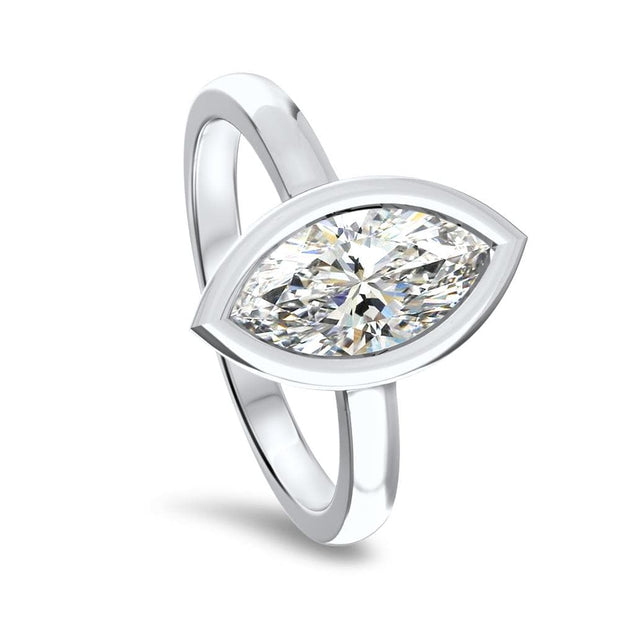 Alyssa Marquise Cut Rubover Solitaire Engagement Ring Platinum | Noah James Jewellery.