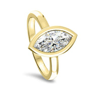 Alyssa Marquise Cut Rubover Solitaire Engagement Ring Yellow Gold | Noah James Jewellery.