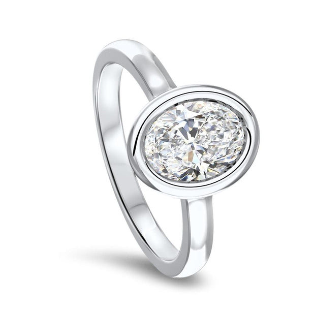 Alyssa Oval Cut Rubover Solitaire Engagement Ring Platinum | Noah James Jewellery.