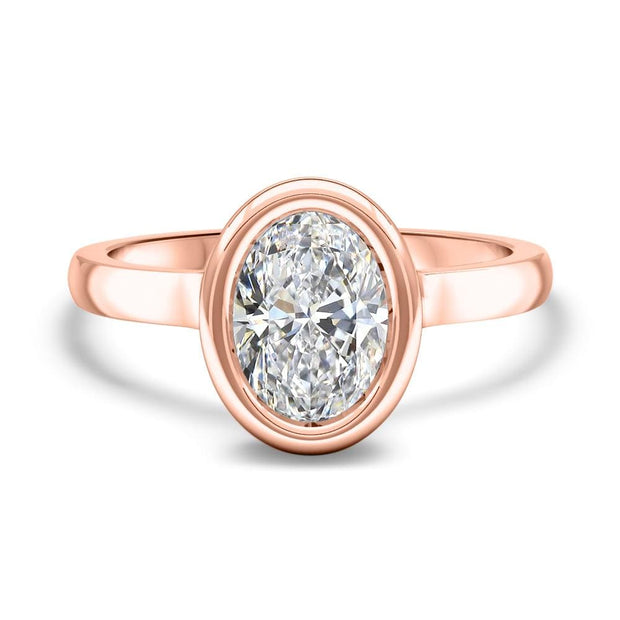 Alyssa Oval Cut Rubover Solitaire Engagement Ring Yellow Gold | Noah James Jewellery.
