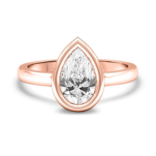 Alyssa Pear Shape Rubover Solitaire Engagement Ring Platinum | Noah James Jewellery.