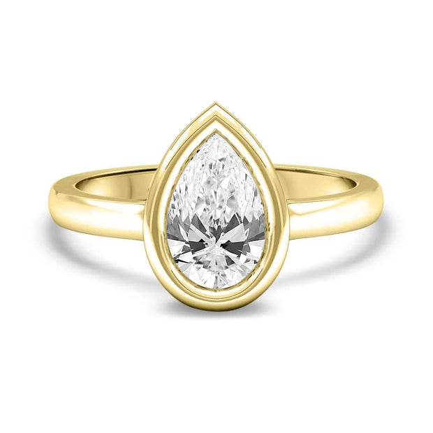 Alyssa Pear Shape Rubover Solitaire Engagement Ring Platinum | Noah James Jewellery.