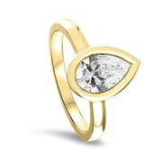 Alyssa Pear Shape Rubover Solitaire Engagement Ring Yellow Gold | Noah James Jewellery.