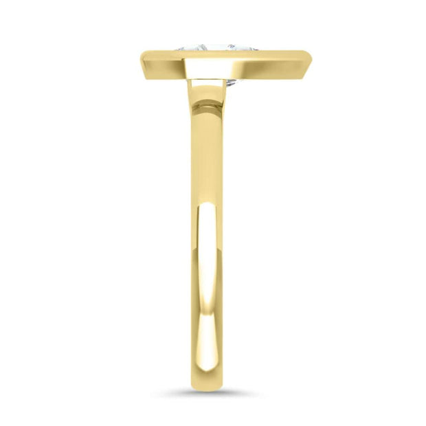 Alyssa Pear Shape Rubover Solitaire Engagement Ring Yellow Gold | Noah James Jewellery.