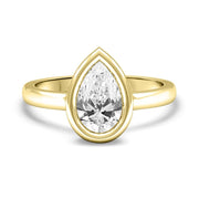 Alyssa Pear Shape Rubover Solitaire Engagement Ring Yellow Gold | Noah James Jewellery.