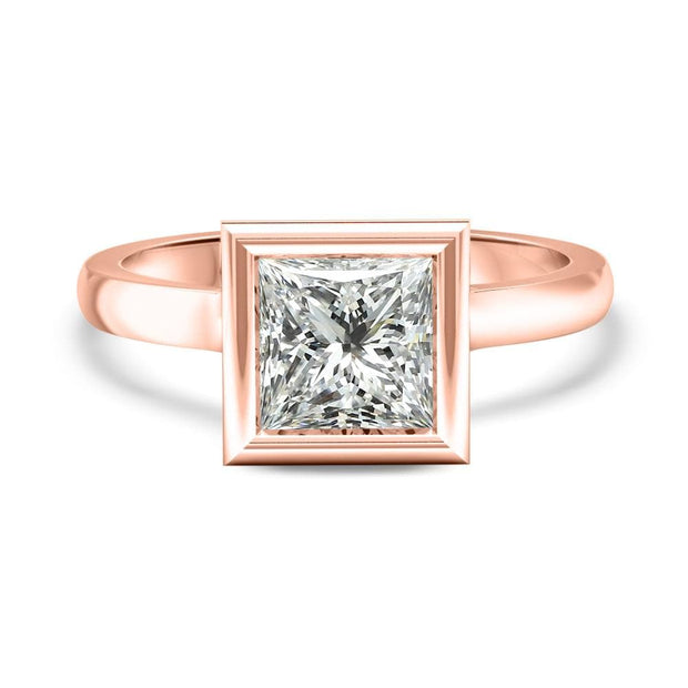 Alyssa Princess Cut Rubover Solitaire Engagement Ring Platinum | Noah James Jewellery.