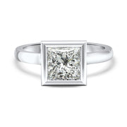 Alyssa Princess Cut Rubover Solitaire Engagement Ring Platinum | Noah James Jewellery.