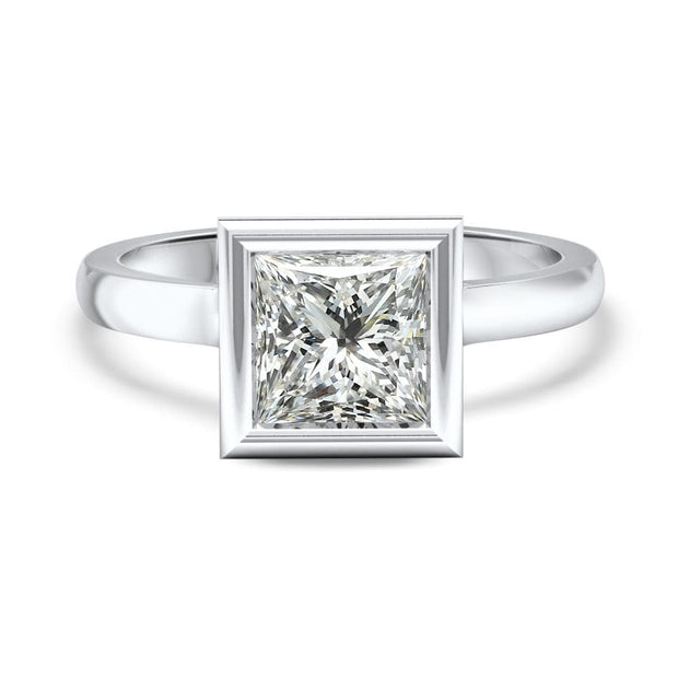 Alyssa Princess Cut Rubover Solitaire Engagement Ring Platinum | Noah James Jewellery.