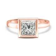 Alyssa Princess Cut Rubover Solitaire Engagement Ring Yellow Gold | Noah James Jewellery.