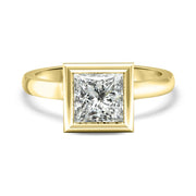 Alyssa Princess Cut Rubover Solitaire Engagement Ring Yellow Gold | Noah James Jewellery.