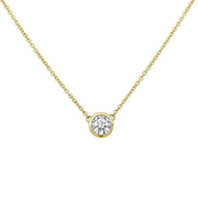 Alyssa Round Brilliant Cut Moissanite Rubover Set Pendant 9ct Yellow Gold | Noah James Jewellery.