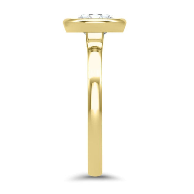 Alyssa Round Brilliant Cut Rubover Solitaire Engagement Ring Yellow Gold | Noah James Jewellery.