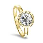 Alyssa Round Brilliant Cut Rubover Solitaire Engagement Ring Yellow Gold | Noah James Jewellery.