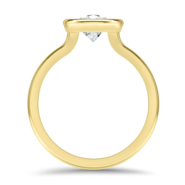 Alyssa Round Brilliant Cut Rubover Solitaire Engagement Ring Yellow Gold | Noah James Jewellery.