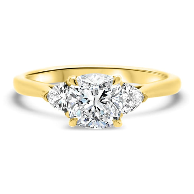 Aquila Cushion Cut and Trilliant Cut Engagement Ring Yellow Gold | Noah James Jewellery.