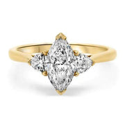 Aquila Marquise and Trilliant Engagement Ring Yellow Gold | Noah James Jewellery.