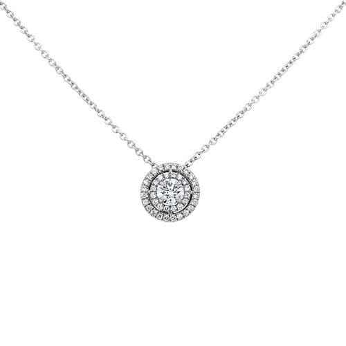 Astrid Round Brilliant Cut Double Halo Pendant | Noah James Jewellery.