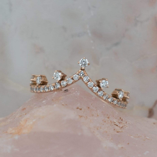 Aurora Rose Gold Wishbone Crown Ring | Noah James Jewellery.