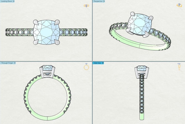 Noah James Jewellers Manchester Bespoke Gallery BESPOKE CUSHION CUT ENGAGEMENT RING Lab Grown Diamond Moissanite