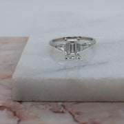 BESPOKE EMERALD CUT AND TAPERED BAGUETTE ENGAGEMENT RING | Noah James Jewellery.
