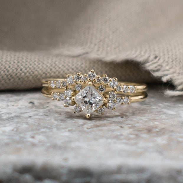 Noah James Jewellers Manchester Bespoke Gallery BESPOKE FLORAL ENGAGEMENT AND WEDDING RING SET Lab Grown Diamond Moissanite