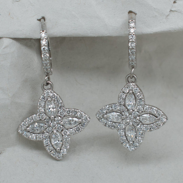 Noah James Jewellers Manchester Bespoke Gallery BESPOKE LAB GROWN DIAMOND MARQUISE CUT FLORAL EARRINGS Lab Grown Diamond Moissanite