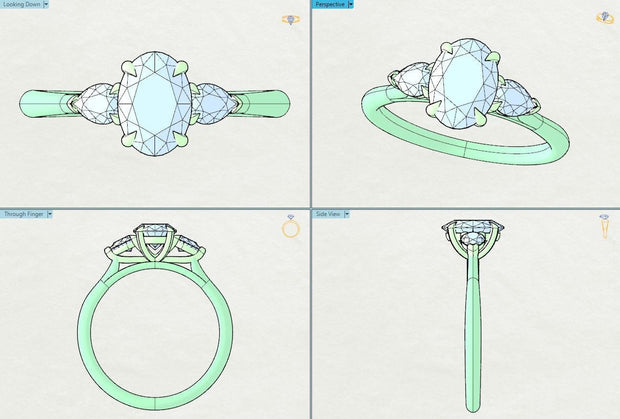 Noah James Jewellers Manchester Bespoke Gallery BESPOKE OVAL AND PEAR SHAPE ENGAGEMENT RING Lab Grown Diamond Moissanite