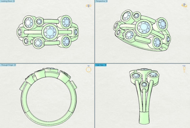 Noah James Jewellers Manchester Bespoke Gallery BESPOKE PLATINUM RAINDANCE RING Lab Grown Diamond Moissanite