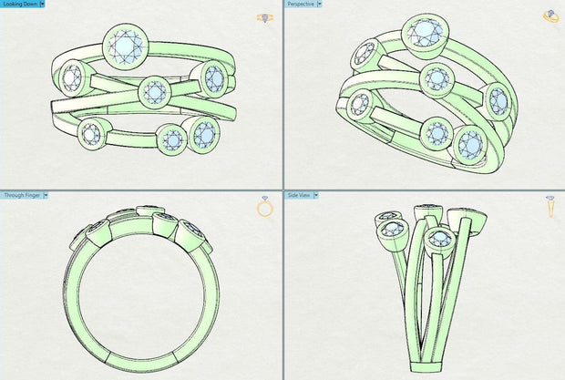 Noah James Jewellers Manchester Bespoke Gallery BESPOKE RAINDANCE RING Lab Grown Diamond Moissanite