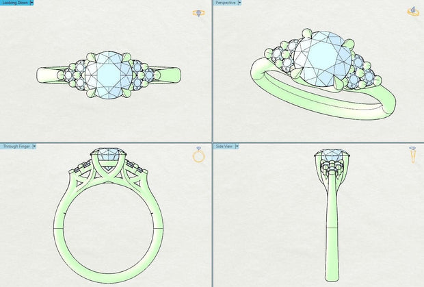 Noah James Jewellers Manchester Bespoke Gallery BESPOKE ROUND TREFOIL ENGAGEMENT RING Lab Grown Diamond Moissanite