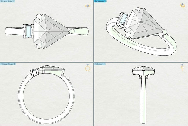 BESPOKE RUSTIC SHIELD CUT DIAMOND RING | Noah James Jewellery.