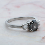 BESPOKE SALT AND PEPPER DIAMOND 3 STONE ENGAGEMENT RING | Noah James Jewellery.