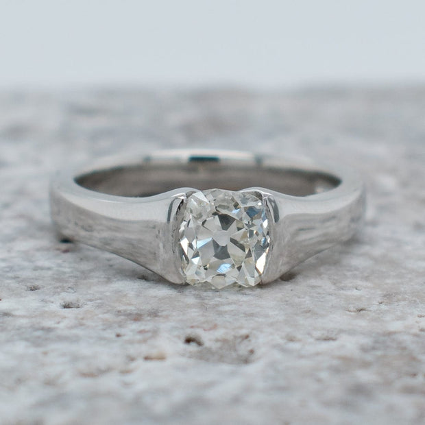 Noah James Jewellers Manchester Bespoke Gallery BESPOKE TENSION SET OLD CUT DIAMOND ENGAGEMENT RING Lab Grown Diamond Moissanite