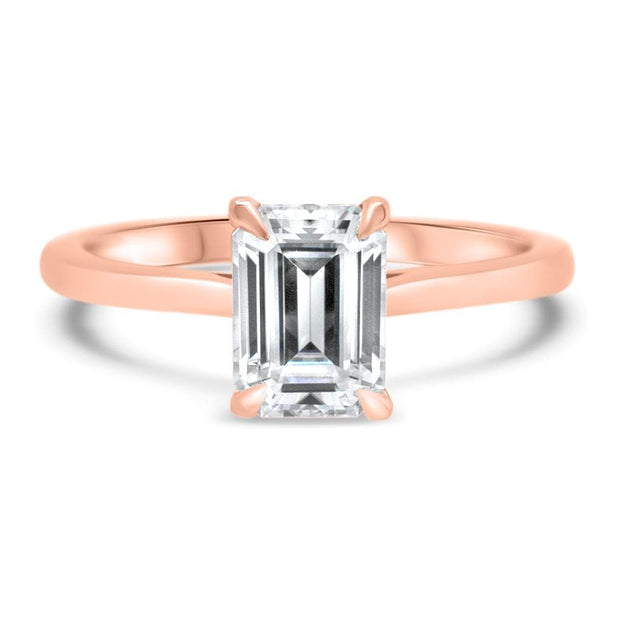 Celeste Emerald Cut Solitaire Engagement Ring Platinum | Noah James Jewellery.