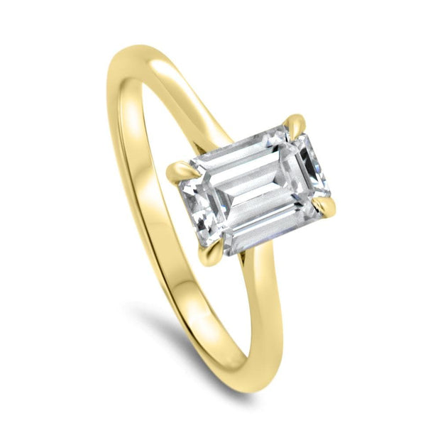 Celeste Emerald Cut Solitaire Engagement Ring Yellow Gold | Noah James Jewellery.