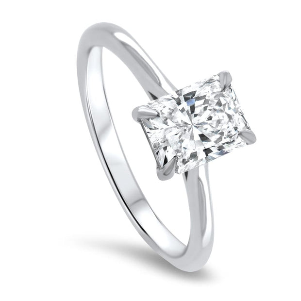 Celeste Radiant Cut Solitaire Engagement Ring Platinum | Noah James Jewellery.